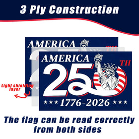 Tyalfrich 250th anniversary flag close up of reinforced edge, durable outdoor use.