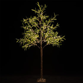 TYBEEU 6ft lighted olive tree with warm white LEDs enhances indoor or outdoor ambiance.