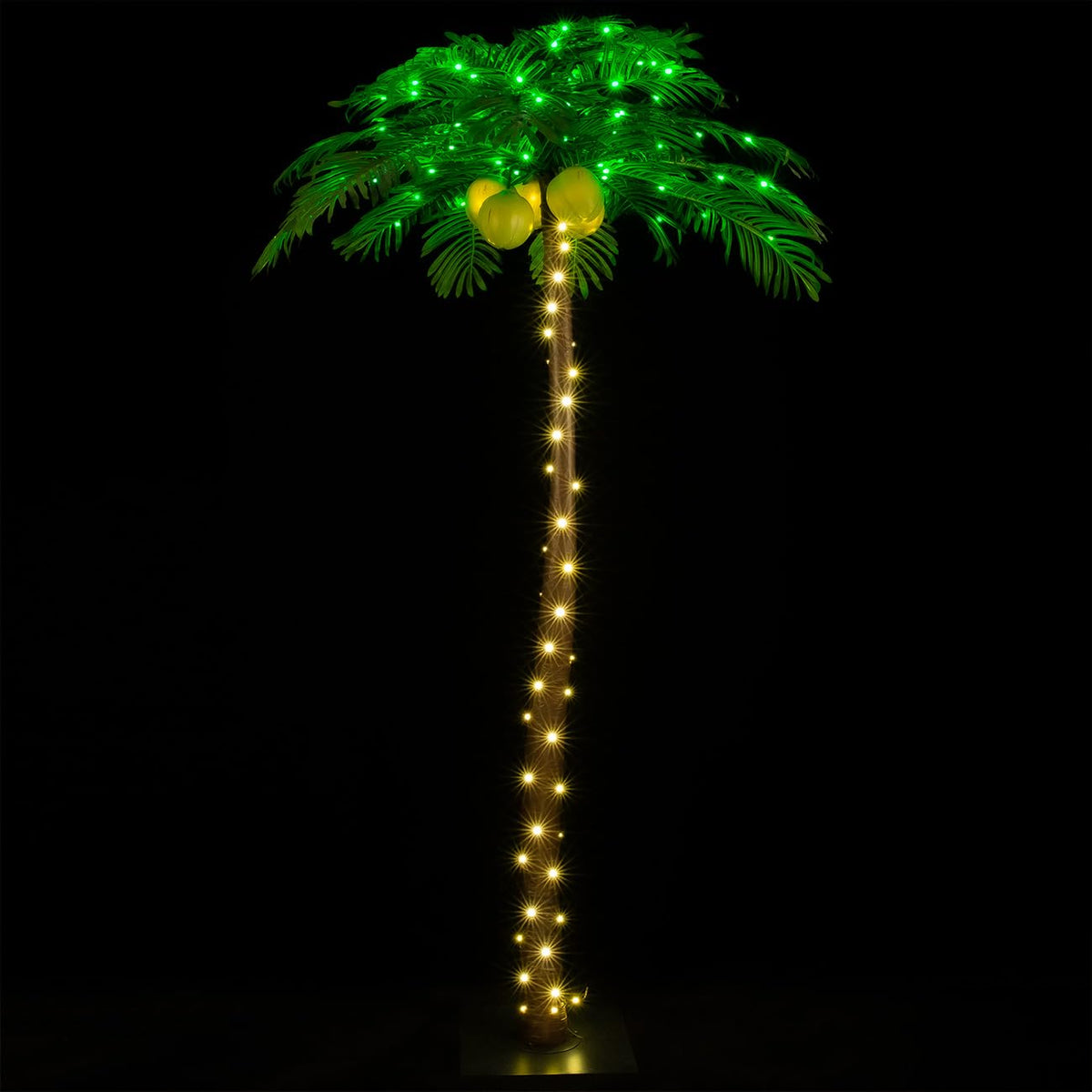 TYBEEU 7ft lighted palm tree adds tropical ambiance for indoor or outdoor spaces.