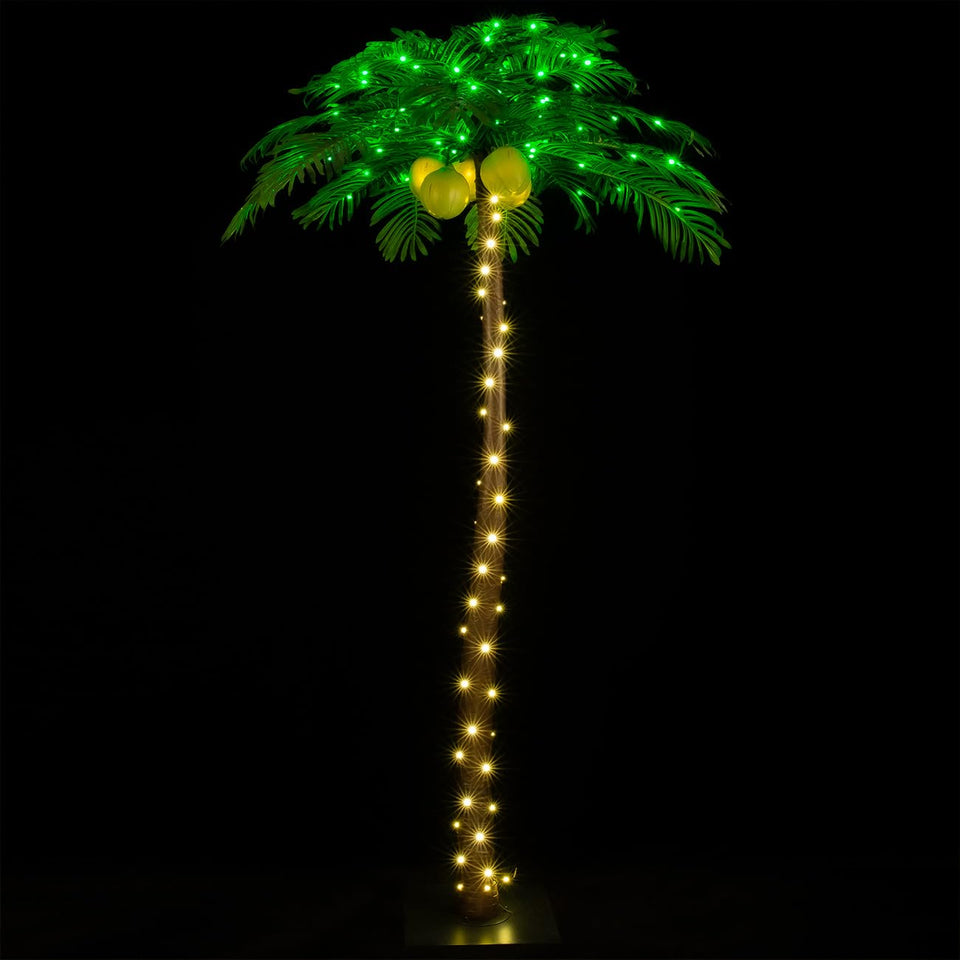 TYBEEU 7ft lighted palm tree adds tropical ambiance for indoor or outdoor spaces.