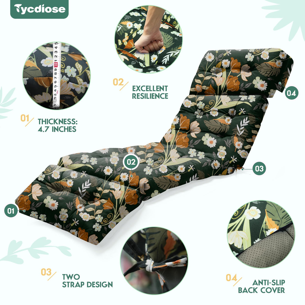 Tycdiose cushion features 3D stitching to maintain shape and prevent shifting.