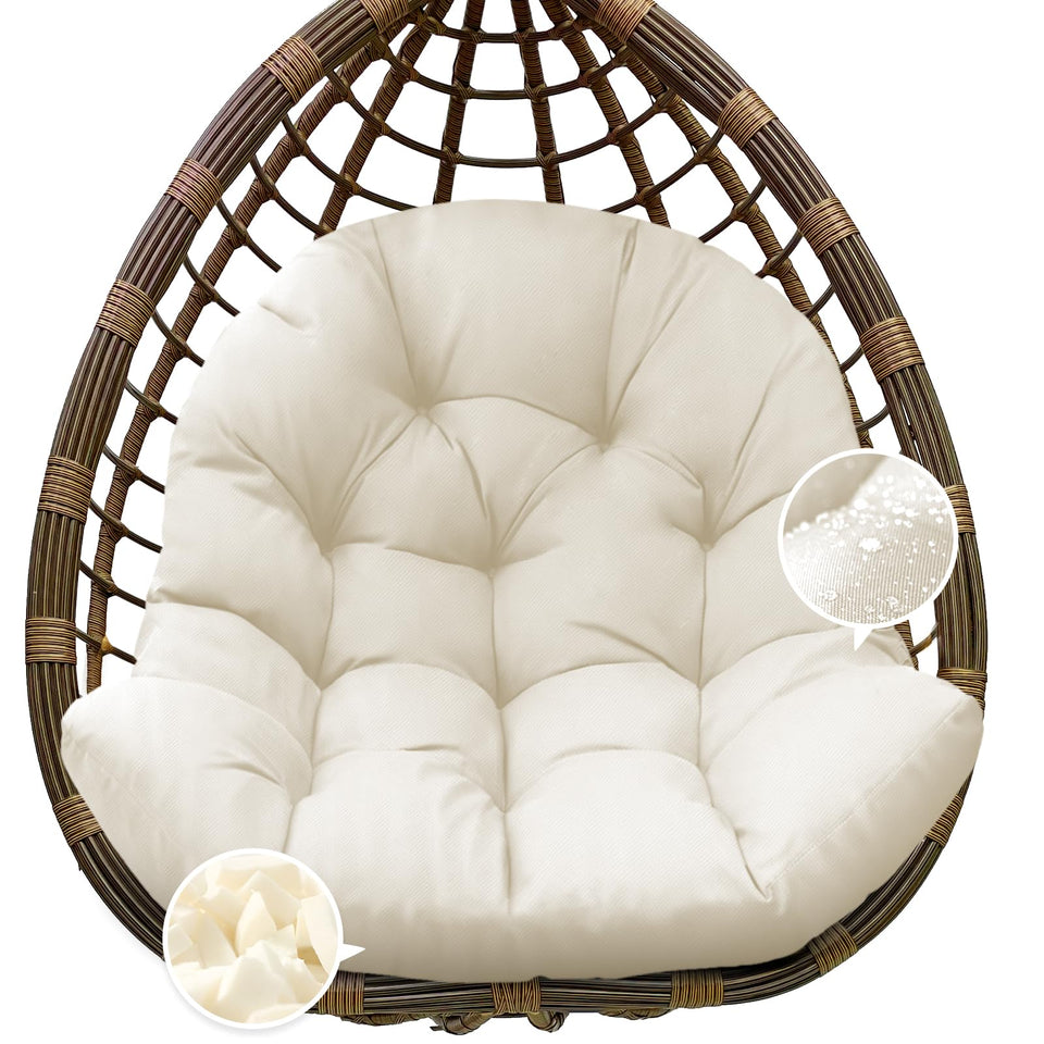 Tycdiose egg chair cushion in cream with ergonomic design for comfortable lounging