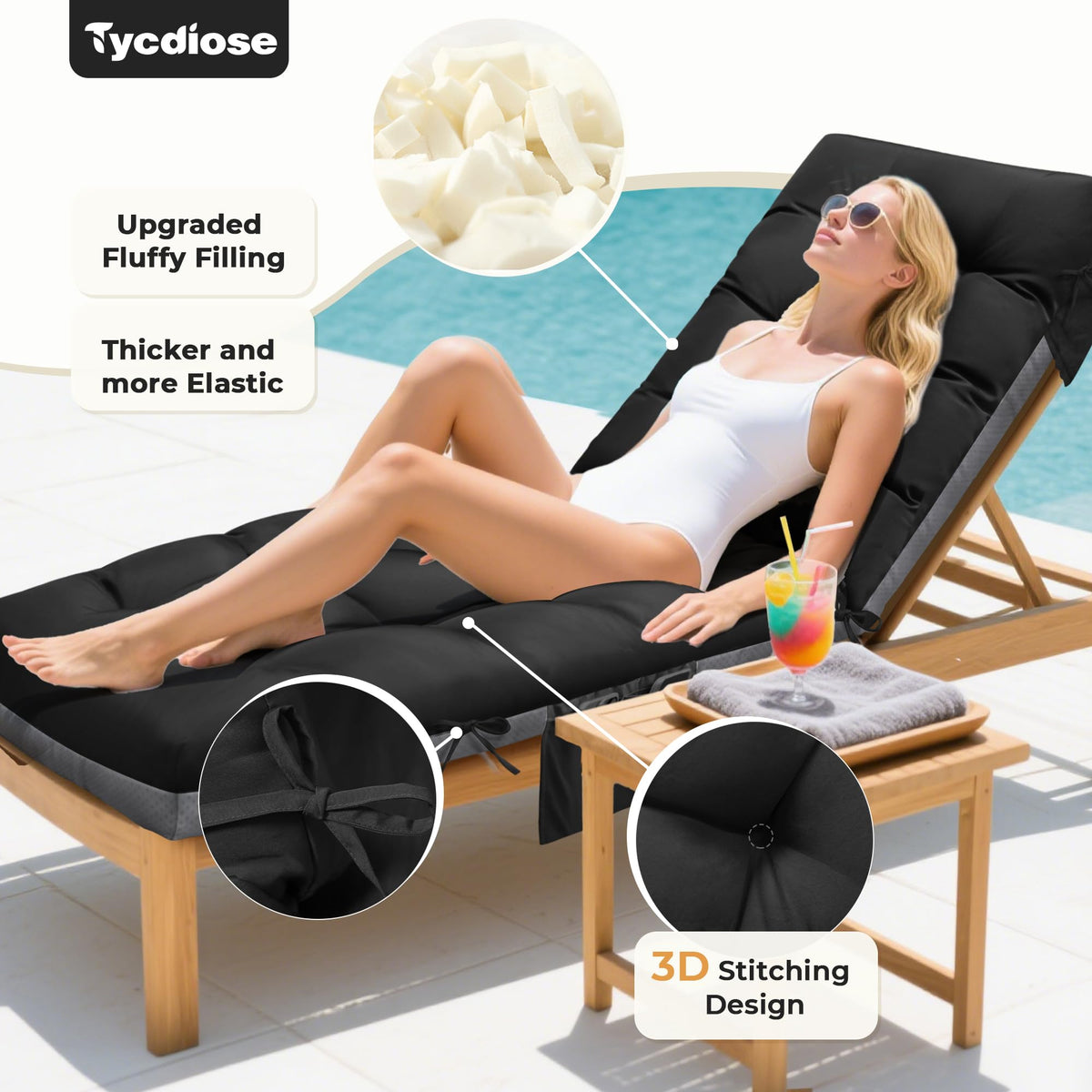 Tycdiose folding two-part cushion provides extra support and massage-like comfort.