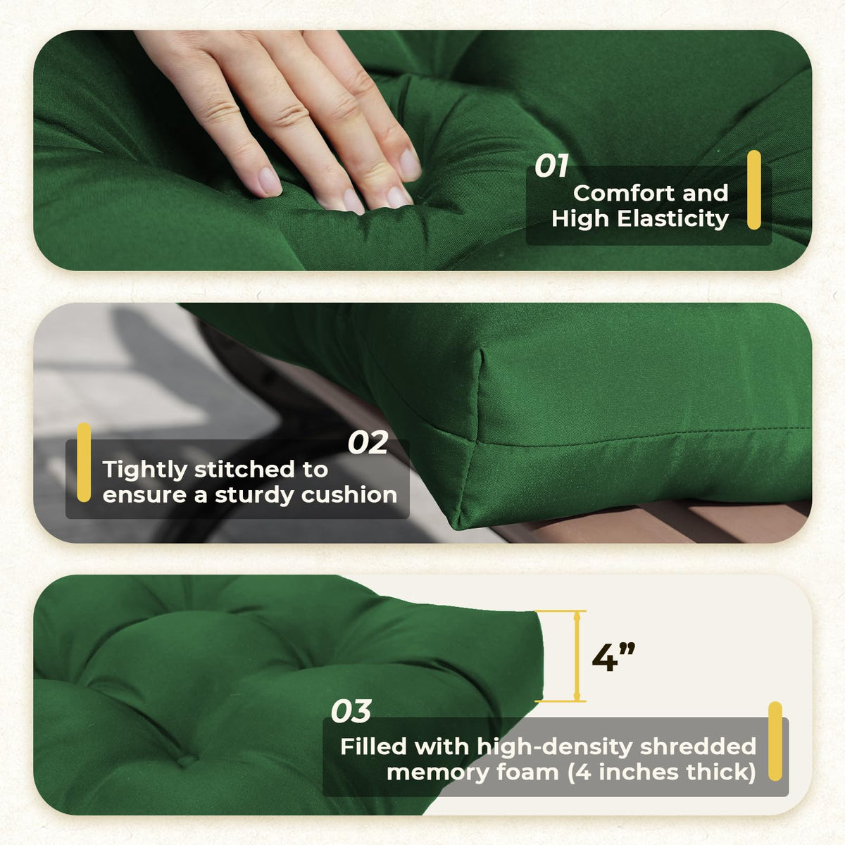 Tycdiose memory crushed foam filling: luxurious 4-inch thickness.