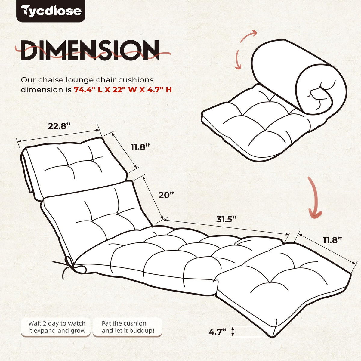 Tycdiose memory foam cushion features 3D stitching to prevent shifting.