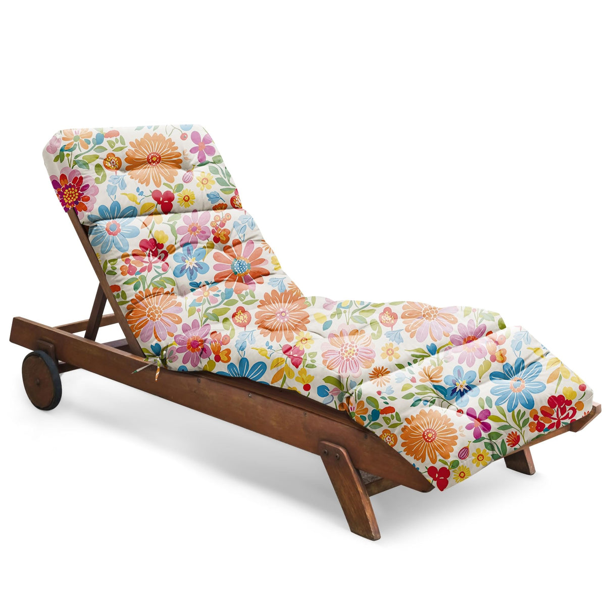 Tycdiose outdoor chaise cushion with colorful daisy pattern for sun deck comfort