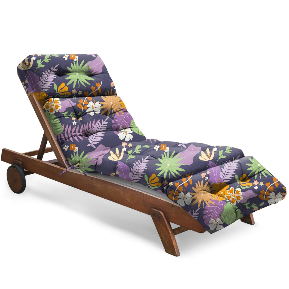 Tycdiose purple floral leaf chaise cushion on lounge chair offers waterproof lounging comfort