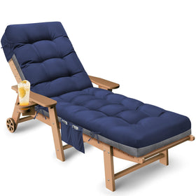 Tycdiose blue outdoor lounge chair cushion front view shows waterproof fabric and secure ties