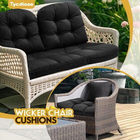 Outdoor wicker setup with Tycdiose cushions for patio, porch, or balcony.