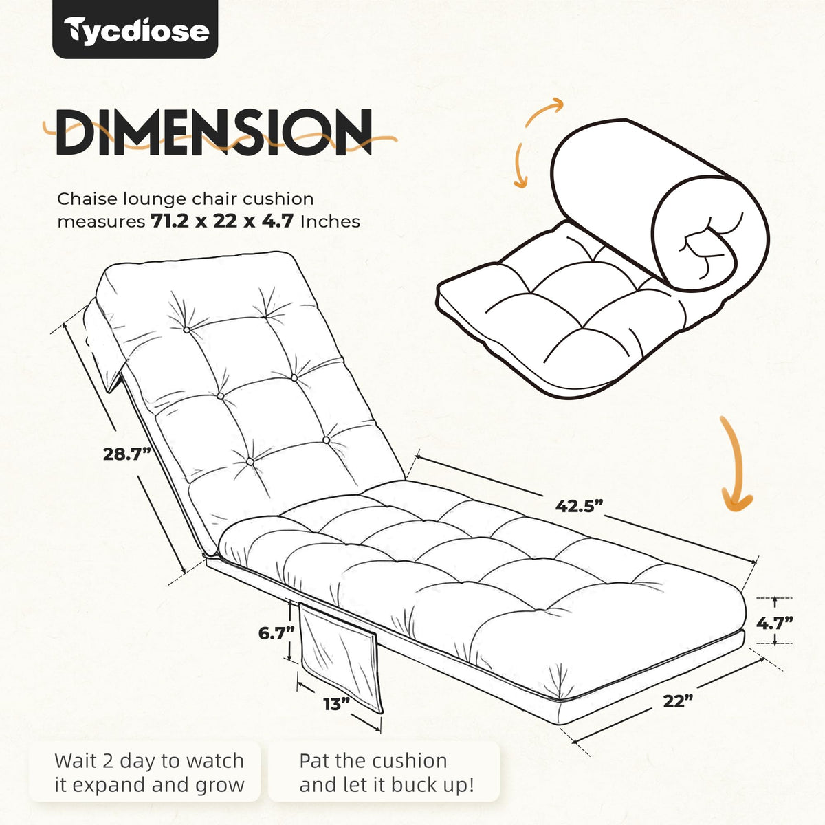 Tycdiose waterproof Oxford fabric cushion stays dry and fade-resistant in sun.