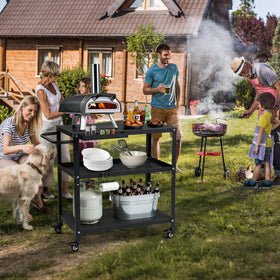 Tyfnry grill cart table dimensions demonstrate compact, patio-friendly footprint