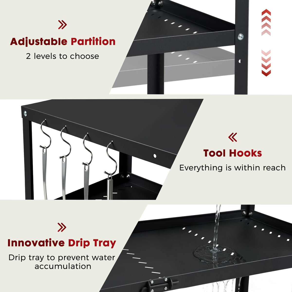 Tyfnry grill cart table durable rust-proof top ready for heavy use outdoors
