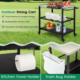 Tyfnry Outdoor Grill Cart featuring lockable wheels for portable, stable movement.