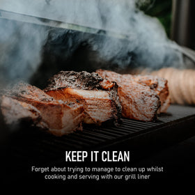 TYH Supplies mini grease bucket liners shown in-grill setup for mess-free meals