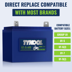 TYKOOL ride-on mower battery in use, reliable starting power