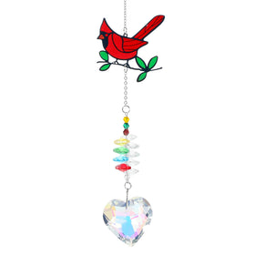 Tyqour crystal cardinal suncatcher brightens windows with vivid color for cheerful home decor.