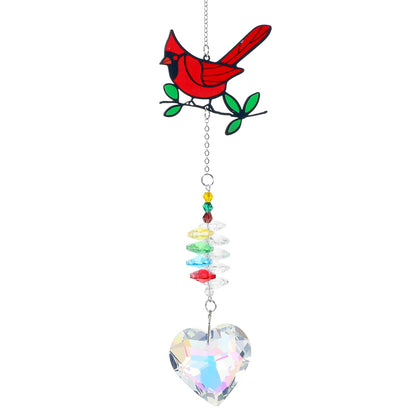 Tyqour crystal cardinal suncatcher brightens windows with vivid color for cheerful home decor.