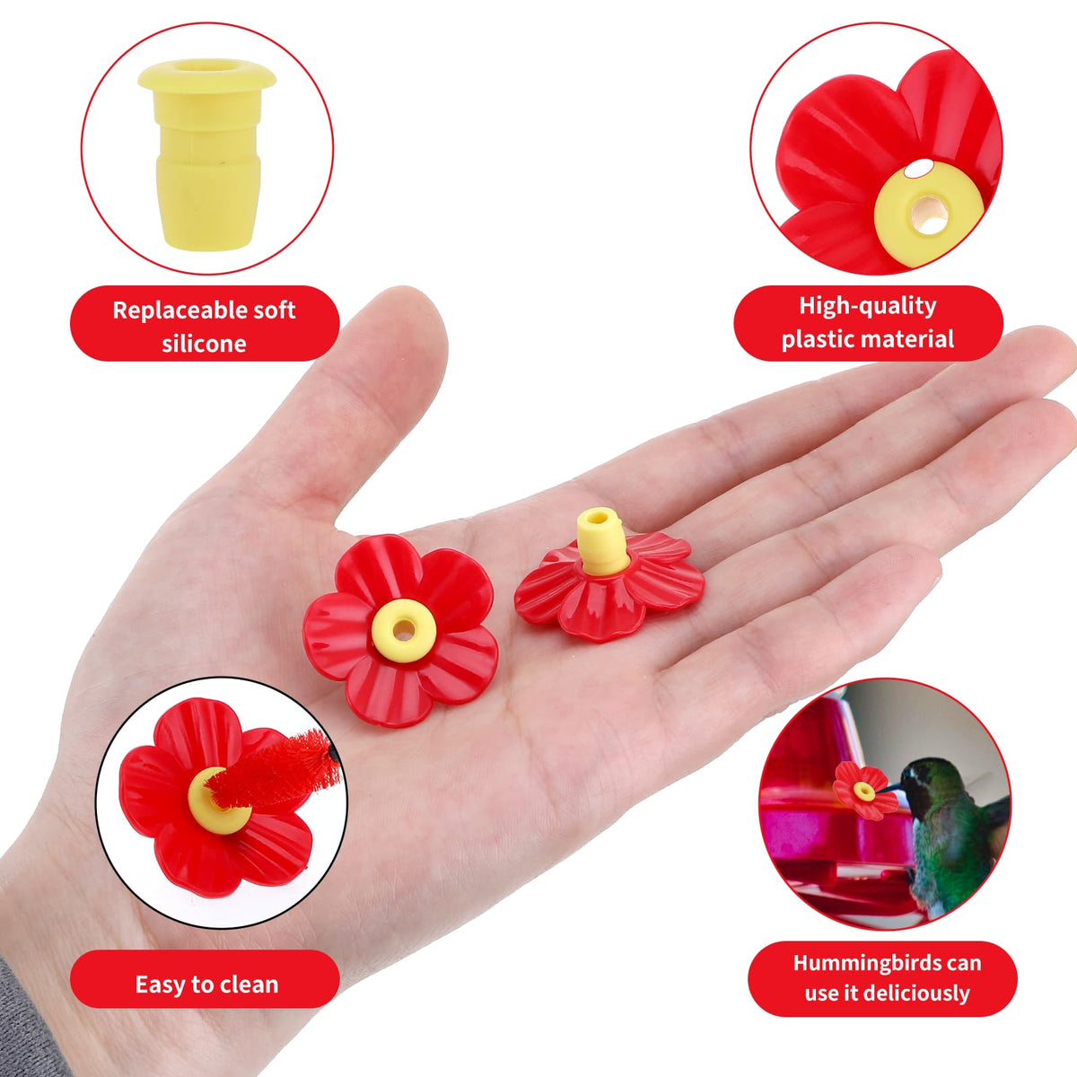 Tyqour replacement flowers pack yellow; ample parts for ongoing feeding.