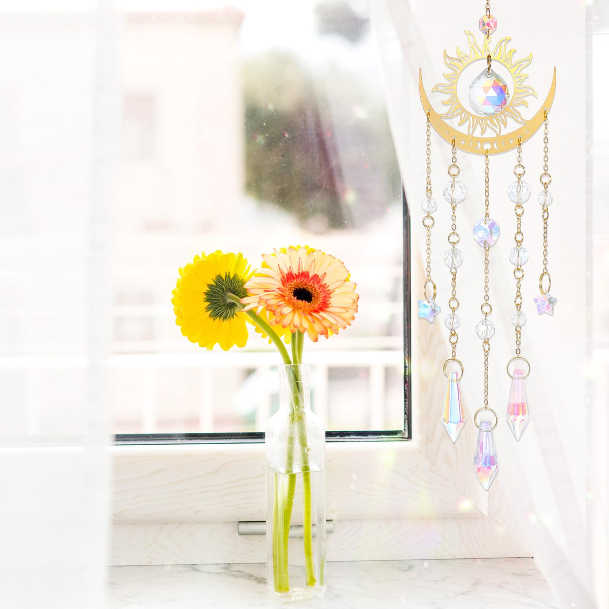 Tyqour rainbow light reflection suncatcher brightens rooms with color