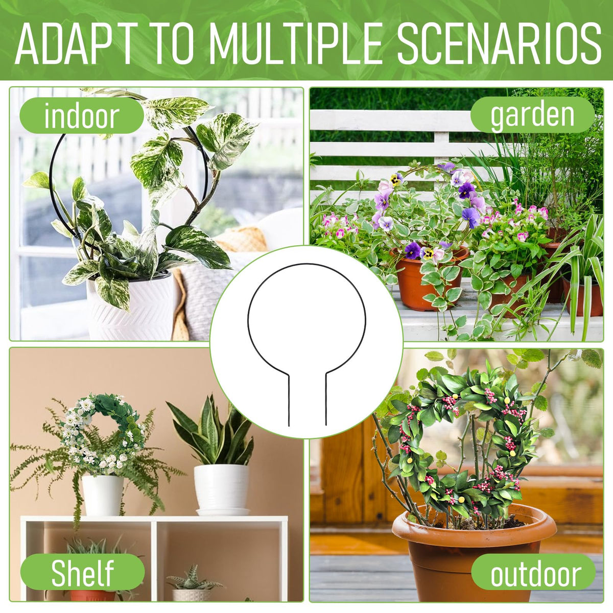 Tyqour two-pack round trellis saves space and supports indoor plants.