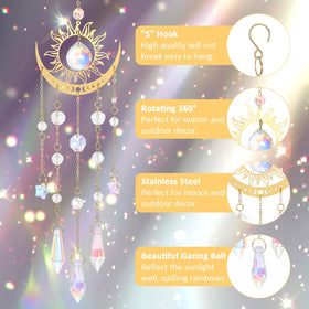 Tyqour window suncatcher with hanging crystals adding sparkle indoors or outdoors