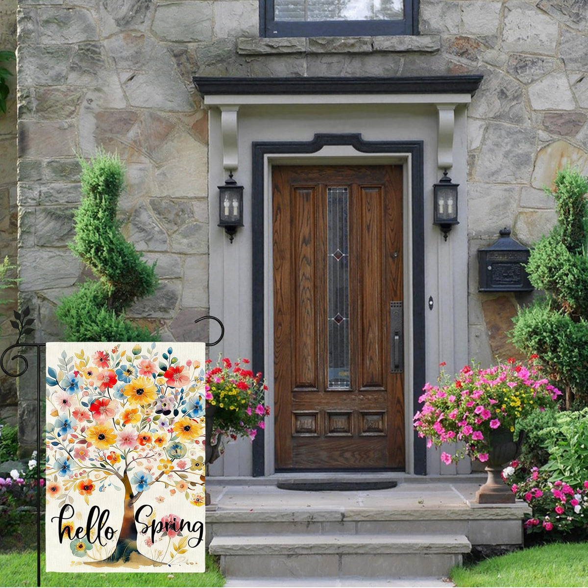 TZIFQO Burlap outdoor flag offers weather resistance and durable garden décor.