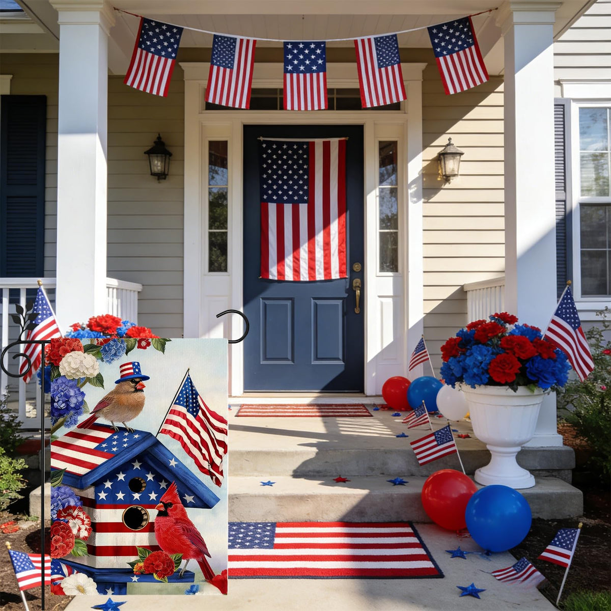 TZIFQO burlap outdoor flag resists weather and fading in sun