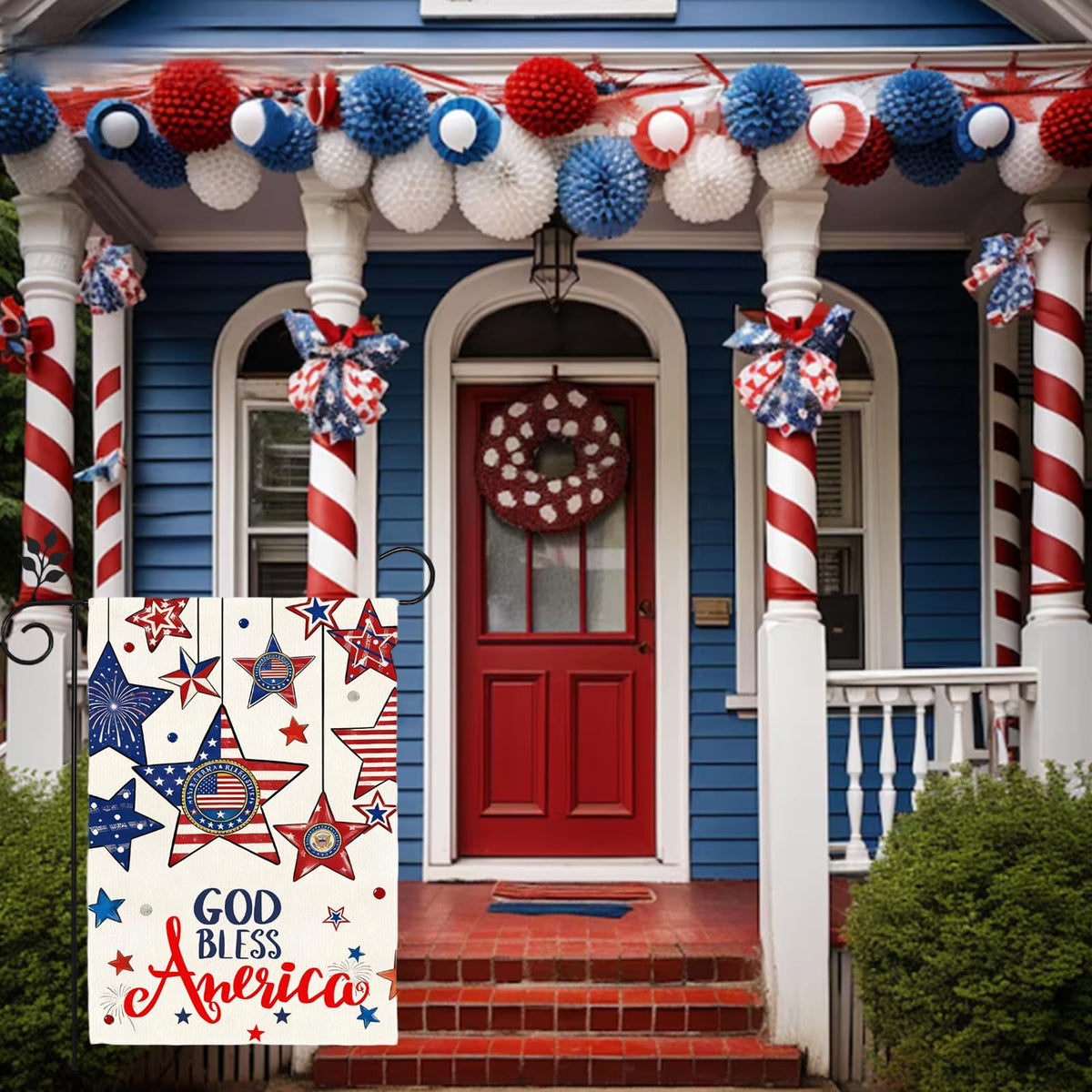 TZIFQO Burlap weather-resistant flag, durable outdoor decor through seasons.