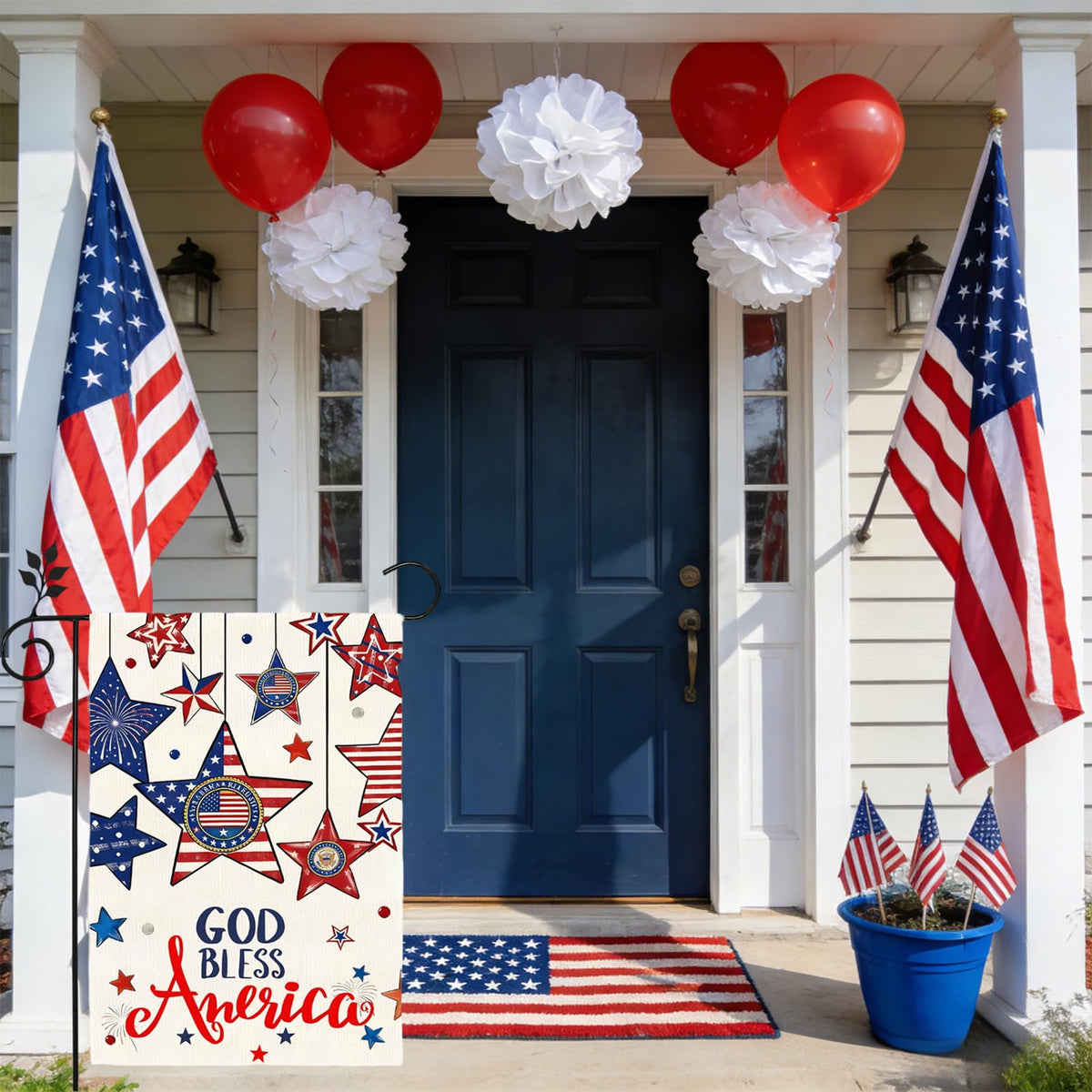 TZIFQO Front porch display flag, easy patriotic accent for homes.