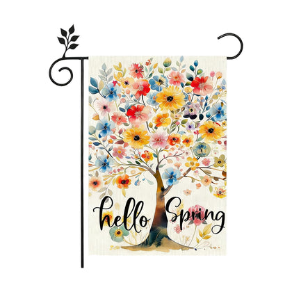 TZIFQO Hello Spring garden flag 12x18, bright welcome motif for your yard.