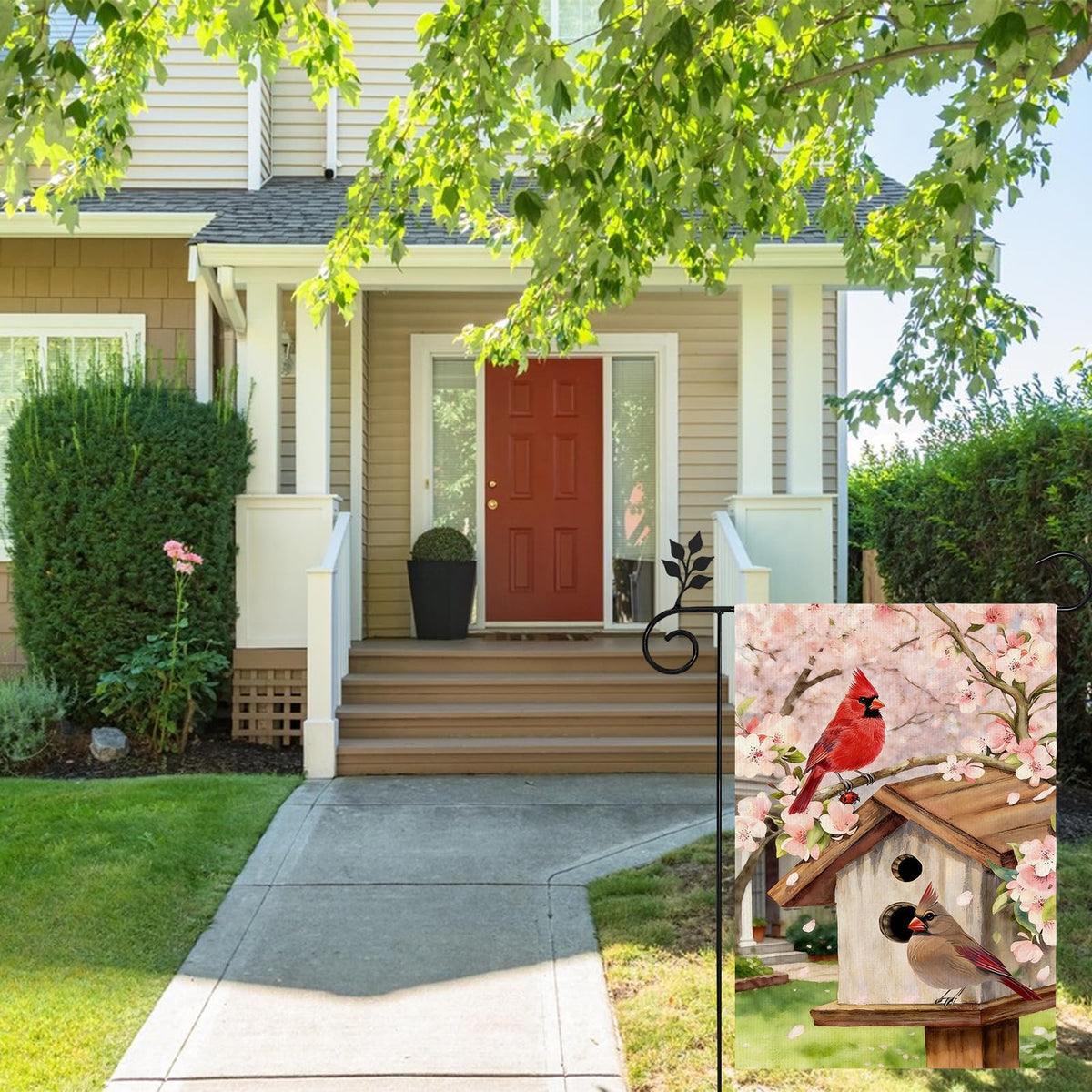 TZIFQO Porch-entryway flag with spring styling