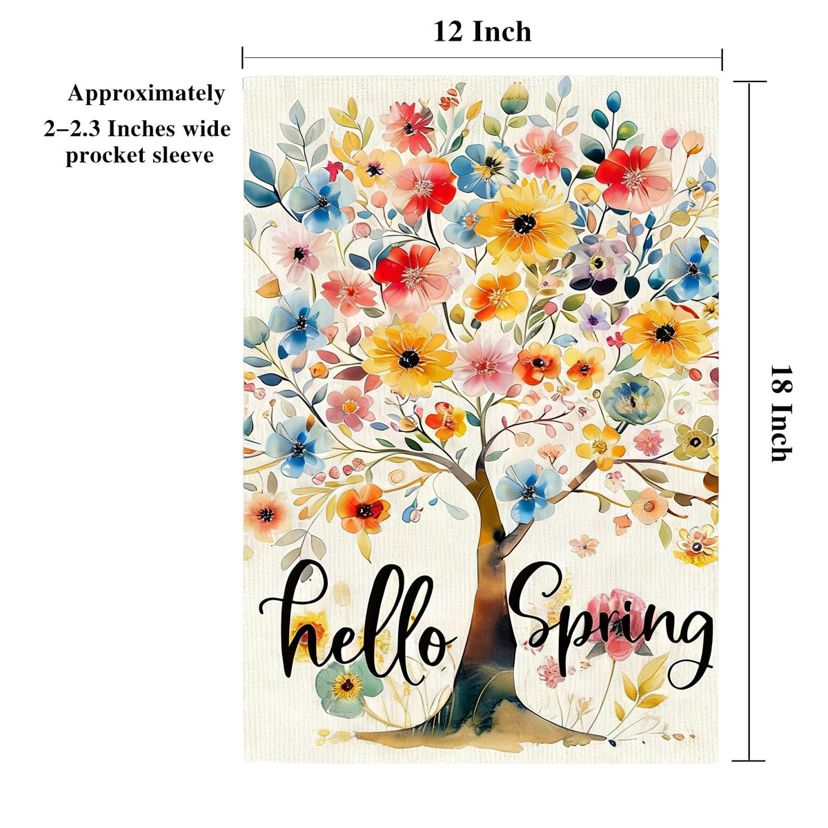 TZIFQO Spring flower and tree design flag, double-sided visibility for outdoor use.