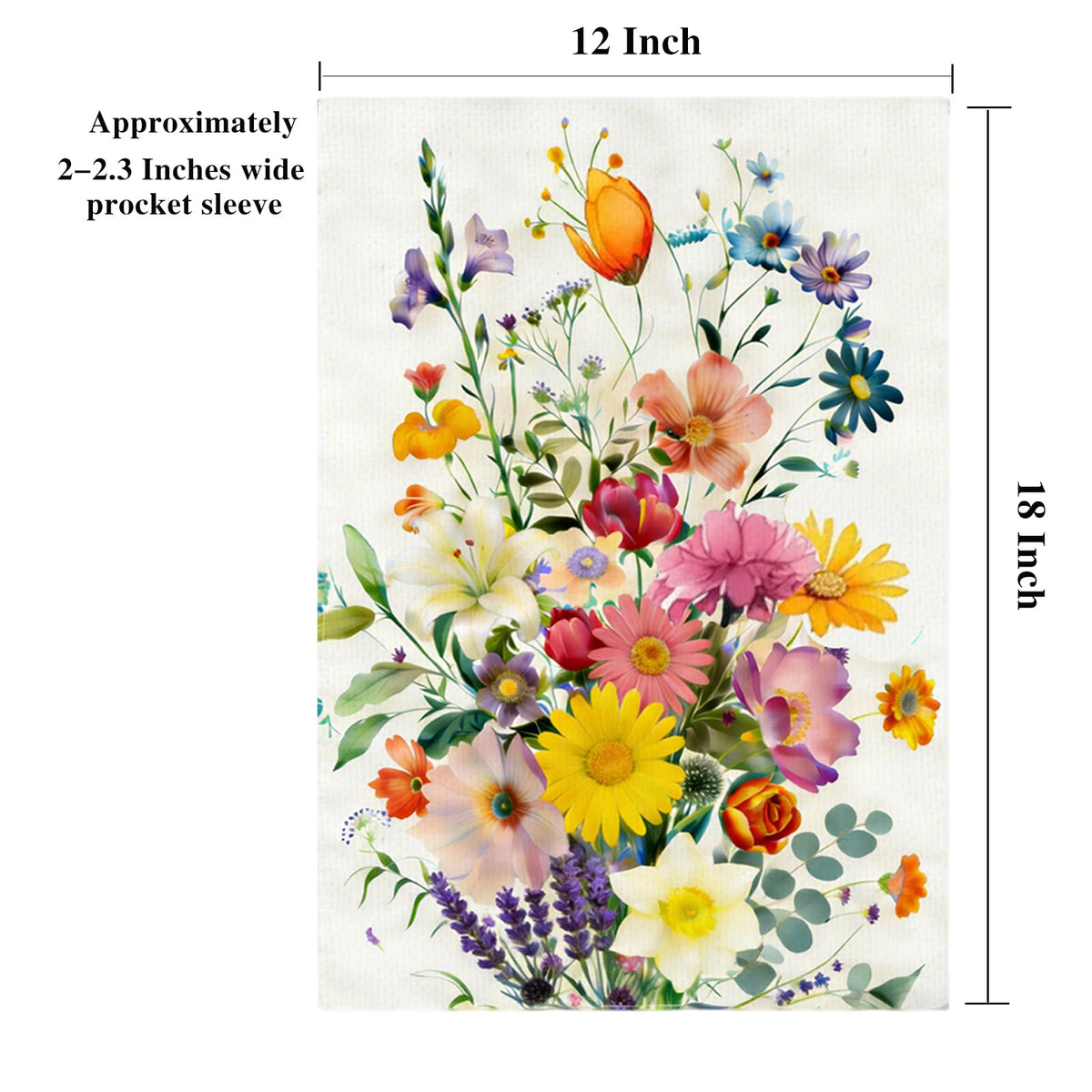 TZIFQO Spring-Summer Floral Flag double-sided design readable from both sides.
