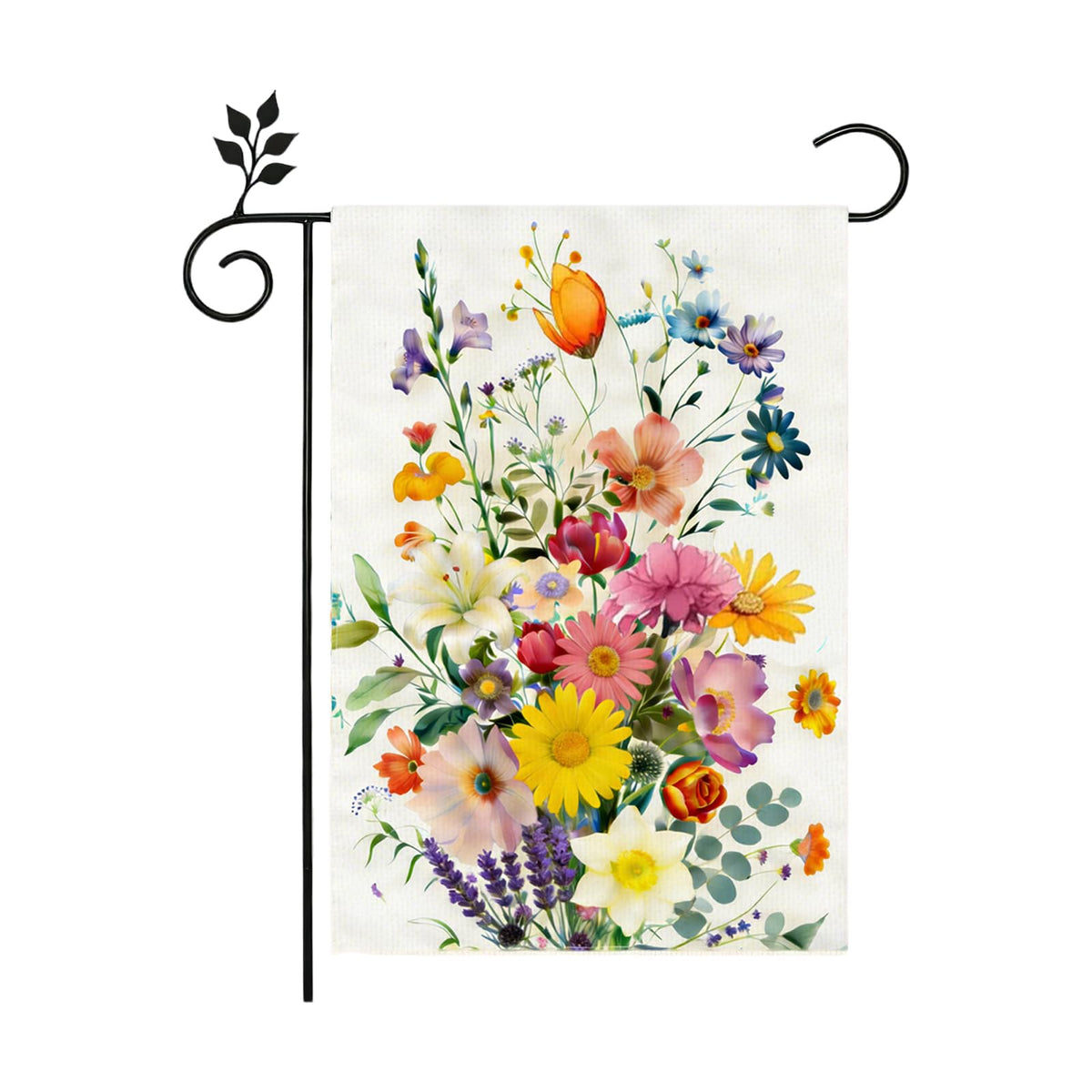TZIFQO Spring-Summer Floral Flag front view boosts curb appeal.