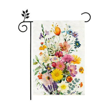 TZIFQO Spring-Summer Floral Flag front view boosts curb appeal.