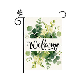 TZIFQO Spring flag with floral welcome leaves brightens your porch.