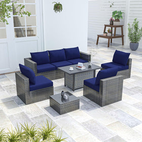 U'Artlines blue slipcover on outdoor sofa for a quick decor refresh