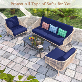 U'Artlines blue waterproof cushion cover protects cushions from spills