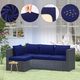 U'Artlines blue cushion cover fits 20-27 inch cushions on balcony chairs