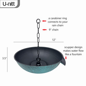 U-nitt anchoring basin secures rainchain for stable outdoor setup