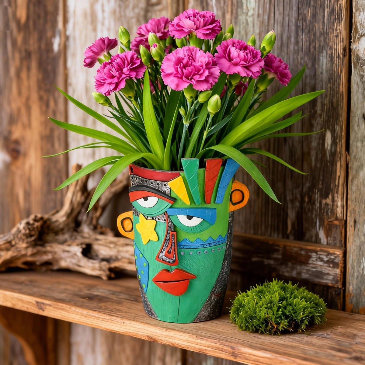U WONDERFUL vibrant face planter with dramatic colors for desks and shelves.