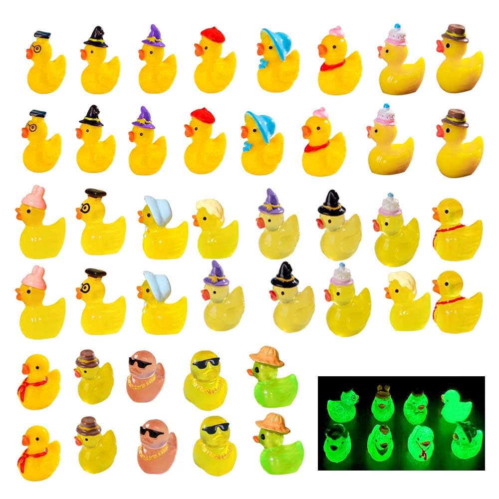 U-Zimikee multicolor mini resin ducks in a dollhouse display with playful color