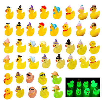 U-Zimikee multicolor mini resin ducks in a dollhouse display with playful color