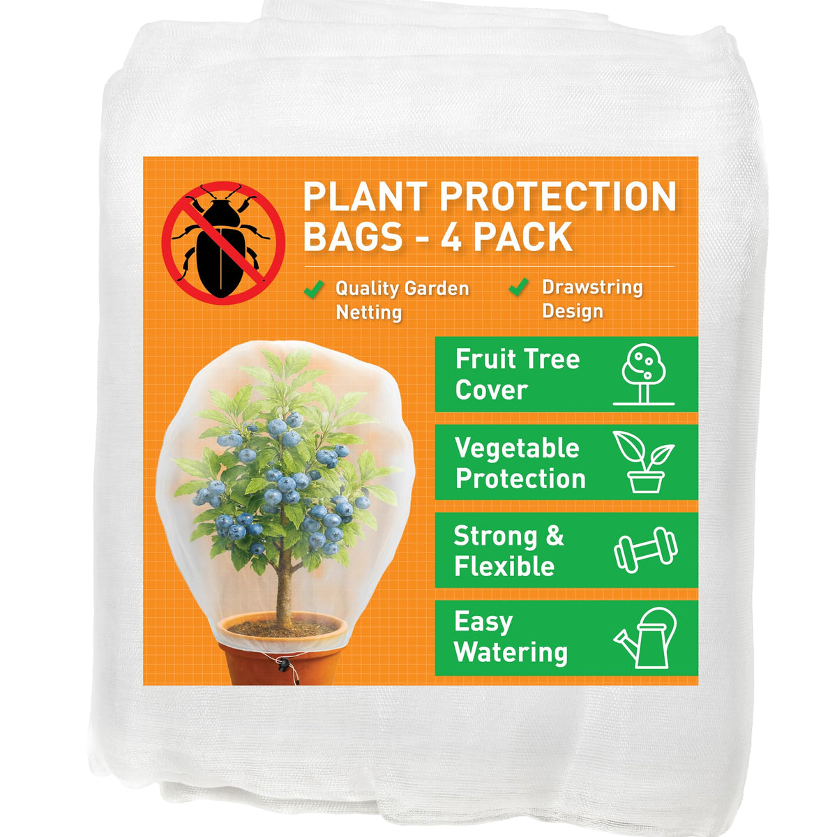 UB-STORE fruit netting 4x4.5 ft pack protects plants from pests while staying breathable.