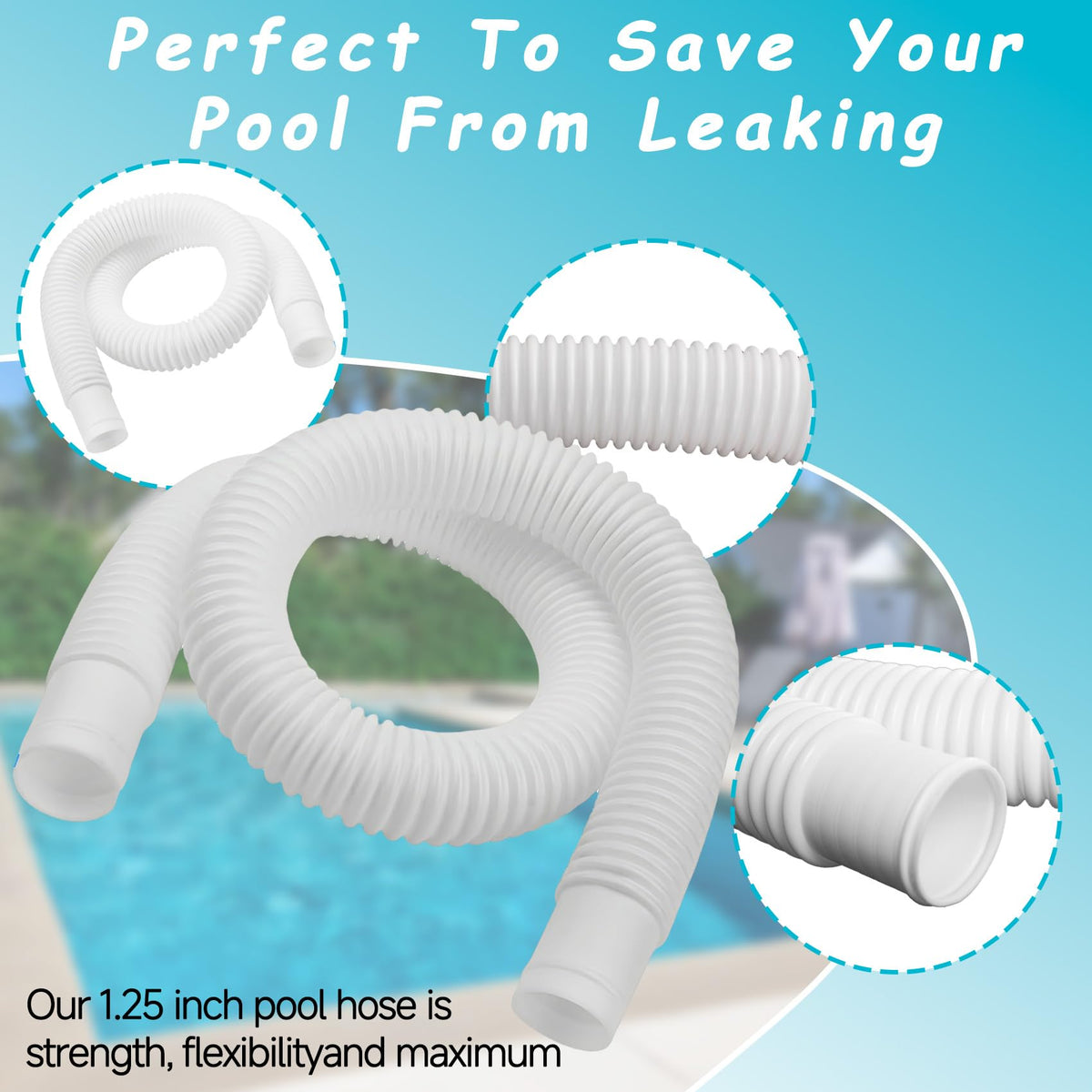 UBANTE 1-1/4 inch pool hose compatibility enables versatile use with many pumps