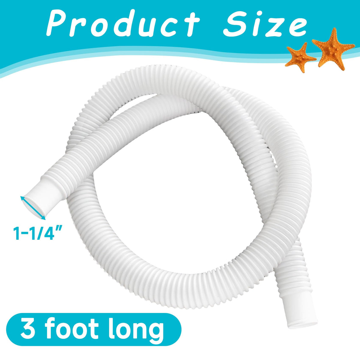 UBANTE 3 ft pool hose demonstrates flexible kink free water flow for easy installation