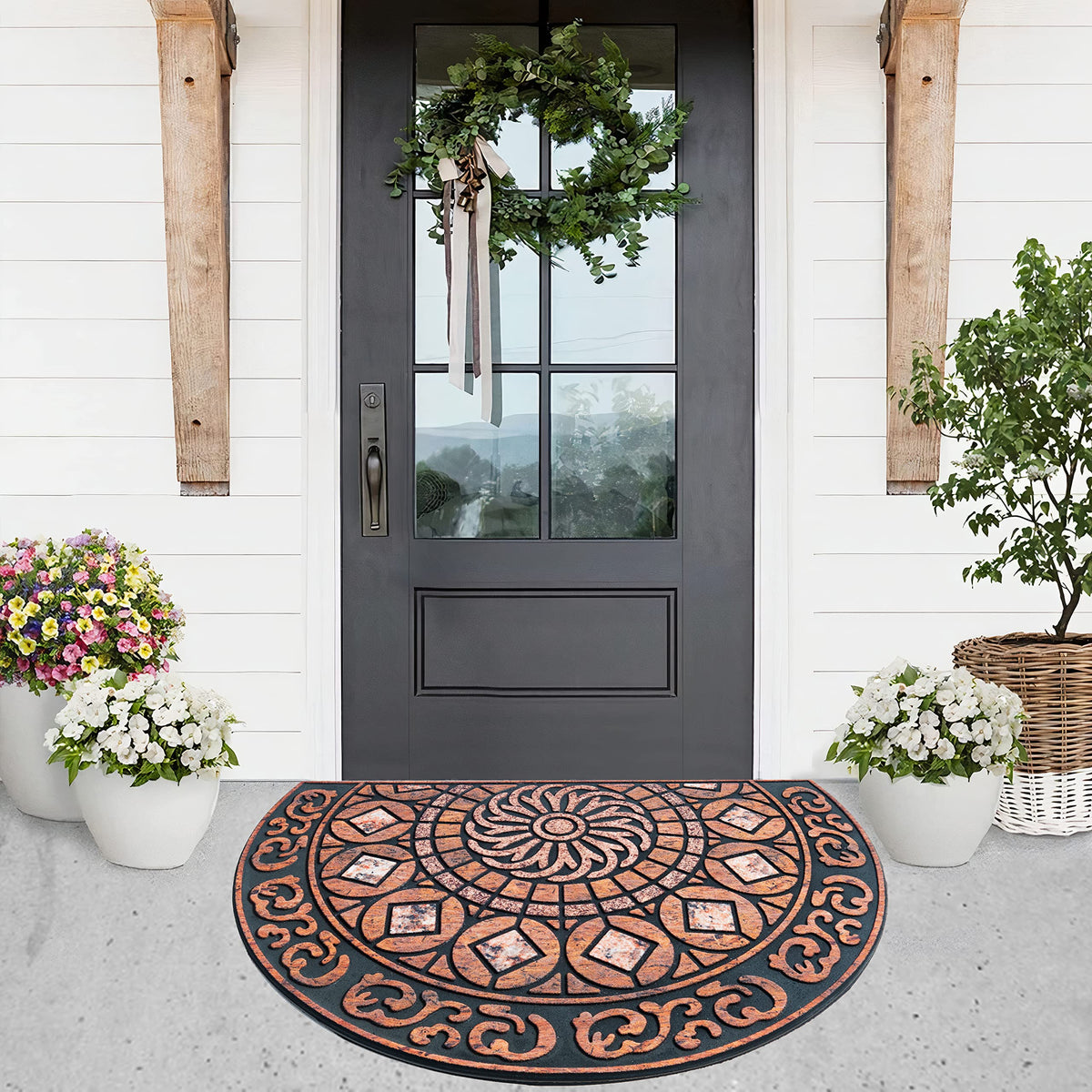 ubdyo anti-slip rubber backing keeps the mat securely in place on outdoor floors.