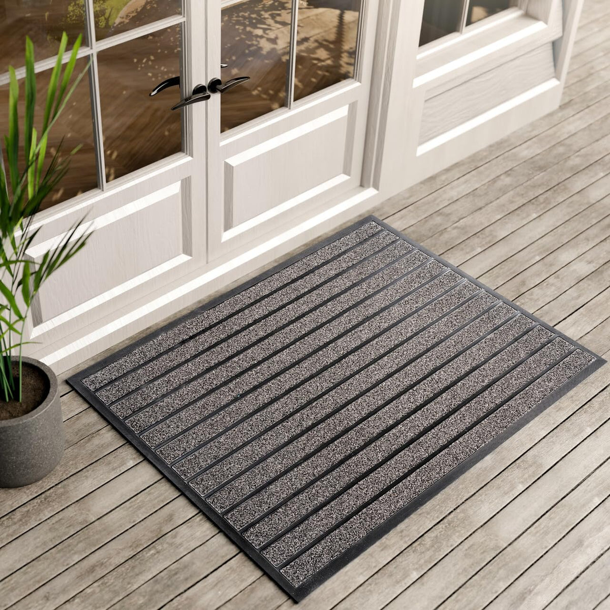 ubdyo dirt-trapping grass strips mat at doorway captures dirt