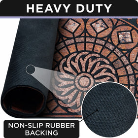 ubdyo low-pile welcome mat fits under doors while remaining comfortable to walk on.