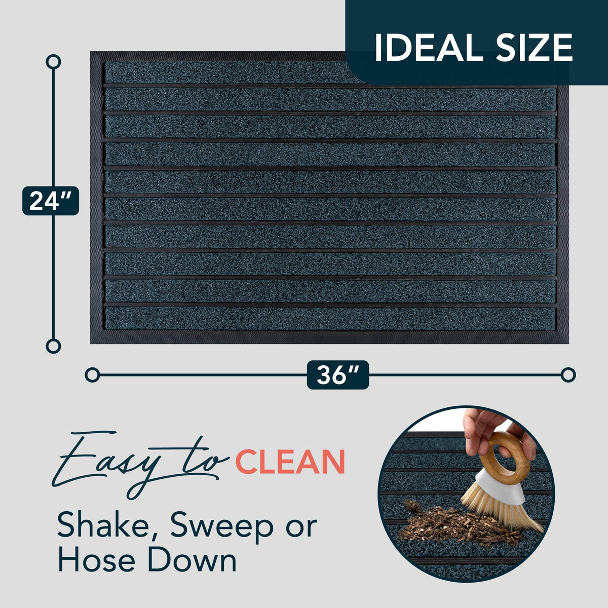 UBDYO non-slip entry rug with PVC backing helps prevent slips during rain.
